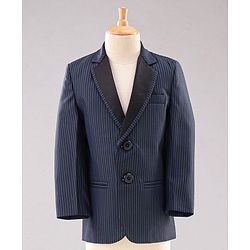 Babyhug Full Sleeves Party Suit with Bow Solid - Navy Blue
