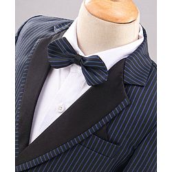 Babyhug Full Sleeves Party Suit with Bow Solid - Navy Blue