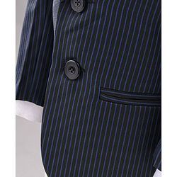 Babyhug Full Sleeves Party Suit with Bow Solid - Navy Blue