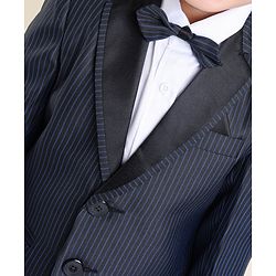 Babyhug Full Sleeves Party Suit with Bow Solid - Navy Blue