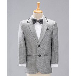 Babyhug Full Sleeves Party Suit With Bow - Grey