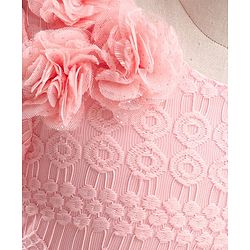 Babyhug Short Sleeves Embroidered Fit and Flare Party Frock with Corsage - Pink