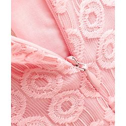 Babyhug Short Sleeves Embroidered Fit and Flare Party Frock with Corsage - Pink