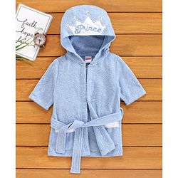 Babyhug 3/4th Sleeves Crown Bathrobe - Blue