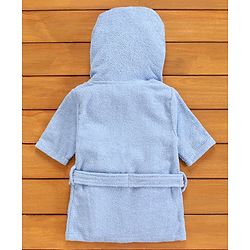 Babyhug 3/4th Sleeves Crown Bathrobe - Blue