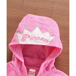 Babyhug 3/4th Sleeves Crown Bathrobe - Pink