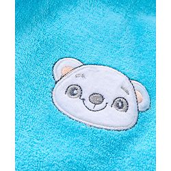 Babyhug Three Fourth Sleeves Hooded Bath Robe Bear Face Embroidery - Blue