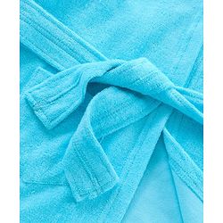 Babyhug Three Fourth Sleeves Hooded Bath Robe Bear Face Embroidery - Blue