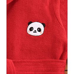 Babyhug 3/4th Sleeve Bathrobe With Hood And Embroidery - Red
