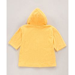 Babyhug Three Fourth Sleeves Hooded Bath Robe Koala Face Embroidery - Yellow