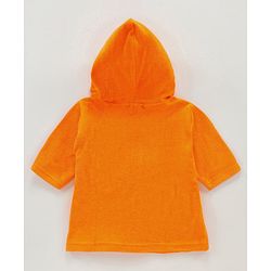 Babyhug Three Fourth Sleeves Hooded Bath Robe Frog Face Embroidery - Orange