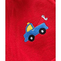 Babyhug Three Fourth Sleeve Bathrobe With Hood And Embroidery - Red