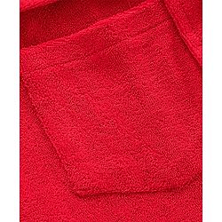 Babyhug Three Fourth Sleeve Bathrobe With Hood And Embroidery - Red