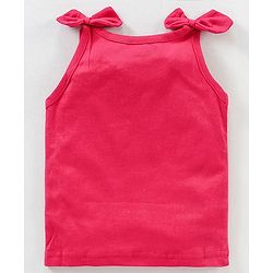 Babyhug Sleeveless Top with Graphics & Bow Detailing - Fuchsia Pink