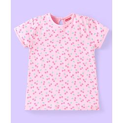 Babyhug Short Sleeves Cotton Striped and Cherry Graphics Top Pack of 3 - Pink Green
