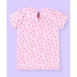 Babyhug Short Sleeves Cotton Striped and Cherry Graphics Top Pack of 3 - Pink Green