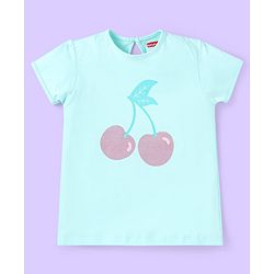 Babyhug Short Sleeves Cotton Striped and Cherry Graphics Top Pack of 3 - Pink Green