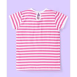 Babyhug Short Sleeves Cotton Striped and Cherry Graphics Top Pack of 3 - Pink Green