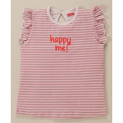Babyhug Cap Frill Sleeves T-Shirts With Heart Graphics Pack of 3 - Navy Pink