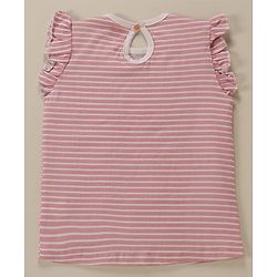 Babyhug Cap Frill Sleeves T-Shirts With Heart Graphics Pack of 3 - Navy Pink