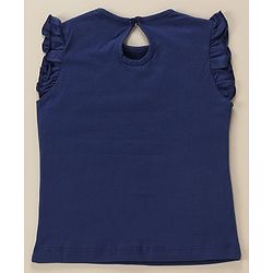 Babyhug Cap Frill Sleeves T-Shirts With Heart Graphics Pack of 3 - Navy Pink