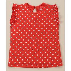 Babyhug Cap Frill Sleeves T-Shirts With Heart Graphics Pack of 3 - Navy Pink
