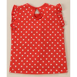 Babyhug Cap Frill Sleeves T-Shirts With Heart Graphics Pack of 3 - Navy Pink