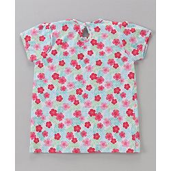 Babyhug Cotton Short Sleeves Floral Print Tees Pack of 3 - Blue
