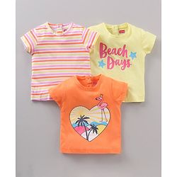Babyhug Half Sleeves Tee With Graphics Pack Of 3 - Multicolour