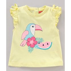 Babyhug Frill Sleeves Cotton Bird and Floral Graphics Tops Pack of 3 - Multicolour