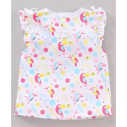 Babyhug Frill Sleeves Cotton Bird and Floral Graphics Tops Pack of 3 - Multicolour