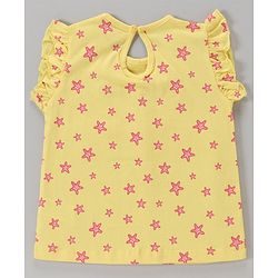 Babyhug Short Sleeves Cotton Striped and Star Graphics Top Pack of 2 - Yellow Peach