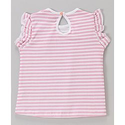 Babyhug Short Sleeves Cotton Striped and Star Graphics Top Pack of 2 - Yellow Peach