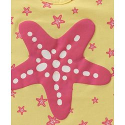 Babyhug Short Sleeves Cotton Striped and Star Graphics Top Pack of 2 - Yellow Peach