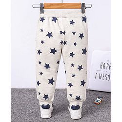 Babyhug Knit Full Length Lounge Pant Star Print - Grey