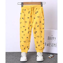 Babyhug Full Length Ribbed Waist Lounge Pant - Yellow