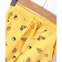 Babyhug Full Length Ribbed Waist Lounge Pant - Yellow