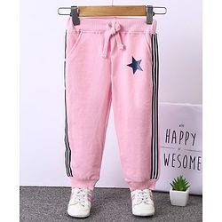 Babyhug Full Length Lounge Pant Star Print - Pink
