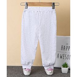 Babyhug Full Length Ribbed Waist Lounge Pant Heart Print - Grey