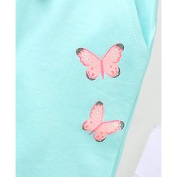 Babyhug Full Length Knit Lounge Pants Butterfly Patch - Blue