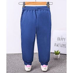 Babyhug Knit Full Length Lounge Pants Butterfly Print - Navy