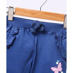 Babyhug Knit Full Length Lounge Pants Butterfly Print - Navy