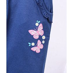 Babyhug Knit Full Length Lounge Pants Butterfly Print - Navy