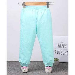 Babyhug Full Length Knit Lounge Pants Unicorn Patch - Blue