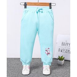 Babyhug Knit Full Length Lounge Pant Fly High Patch - Aqua
