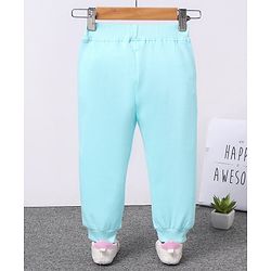 Babyhug Knit Full Length Lounge Pant Fly High Patch - Aqua