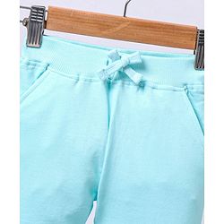 Babyhug Knit Full Length Lounge Pant Fly High Patch - Aqua