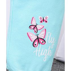 Babyhug Knit Full Length Lounge Pant Fly High Patch - Aqua