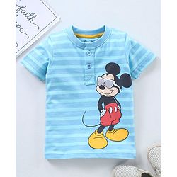 Babyhug Half Sleeves T-Shirt Mickey Mouse Print - Blue