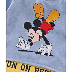 Babyhug Half Sleeves Cotton T-shirt Mickey Mouse Graphic - Light Blue